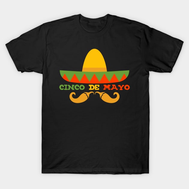 Cinco de Mayo Sombrero and Peppers T-Shirt by RadStar